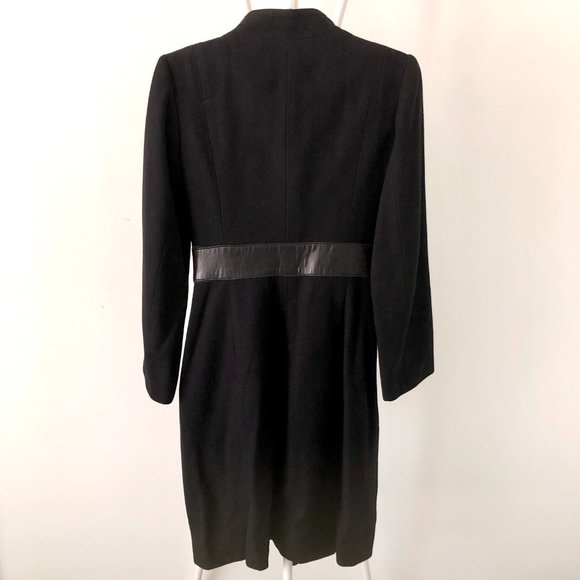 BCBG MAXAZRIA WOOL CASHMERE LEATHER BELT LONG COAT - Picture 2 of 6